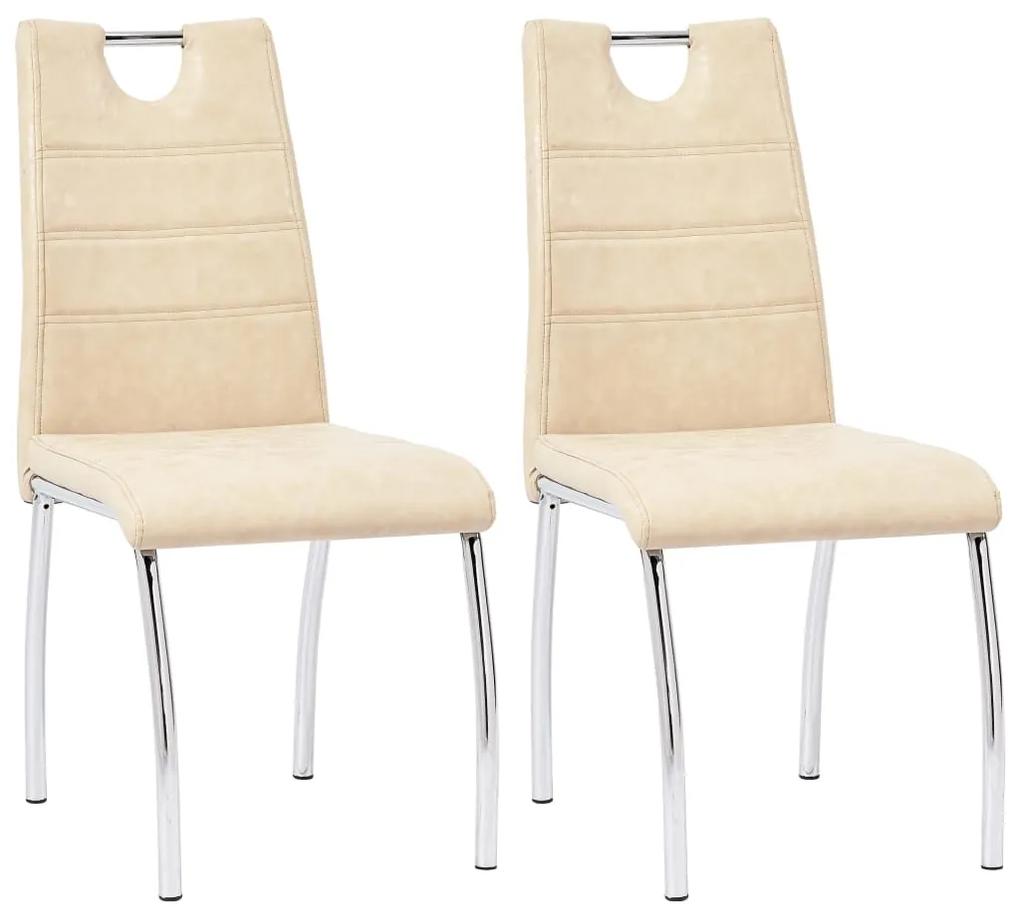 vidaXL Cadeiras de jantar 2 pcs couro artificial creme - 183564