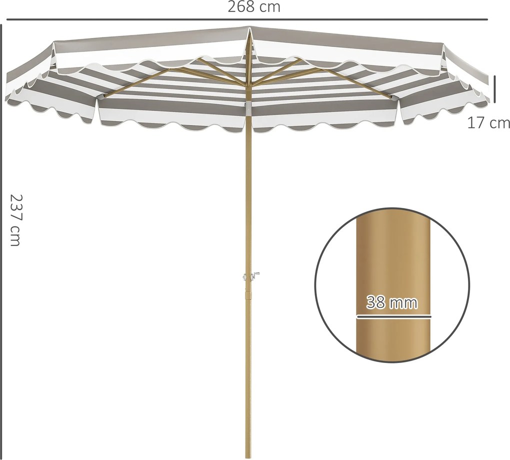 Chapéu de Sol de Jardim Ø268 cm Chapéu de Sol de Exterior com Ângulo A