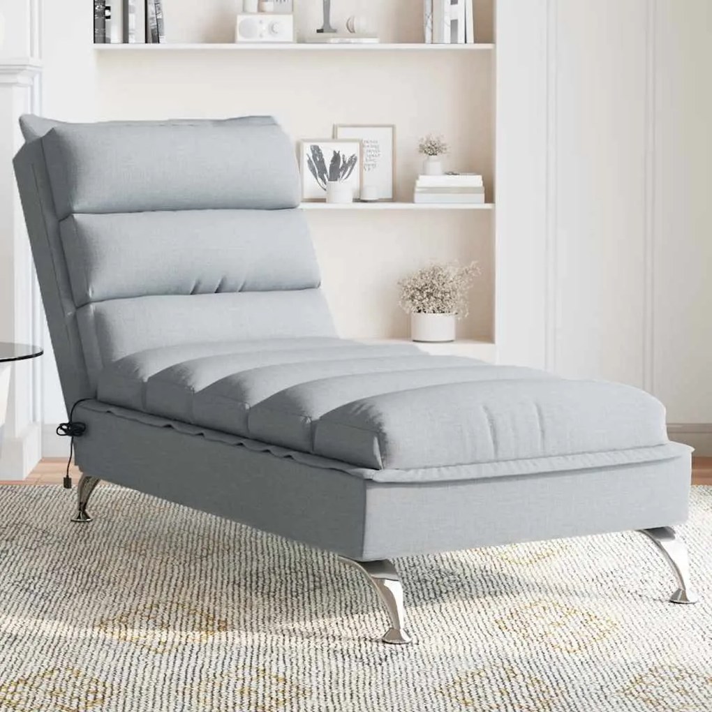 Chaise lounge de massagem com almofadões tecido cinzento-claro