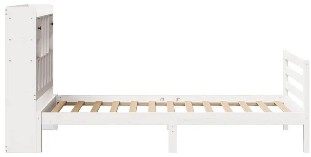 Cama com estante sem colchão 100x200 cm pinho maciço branco