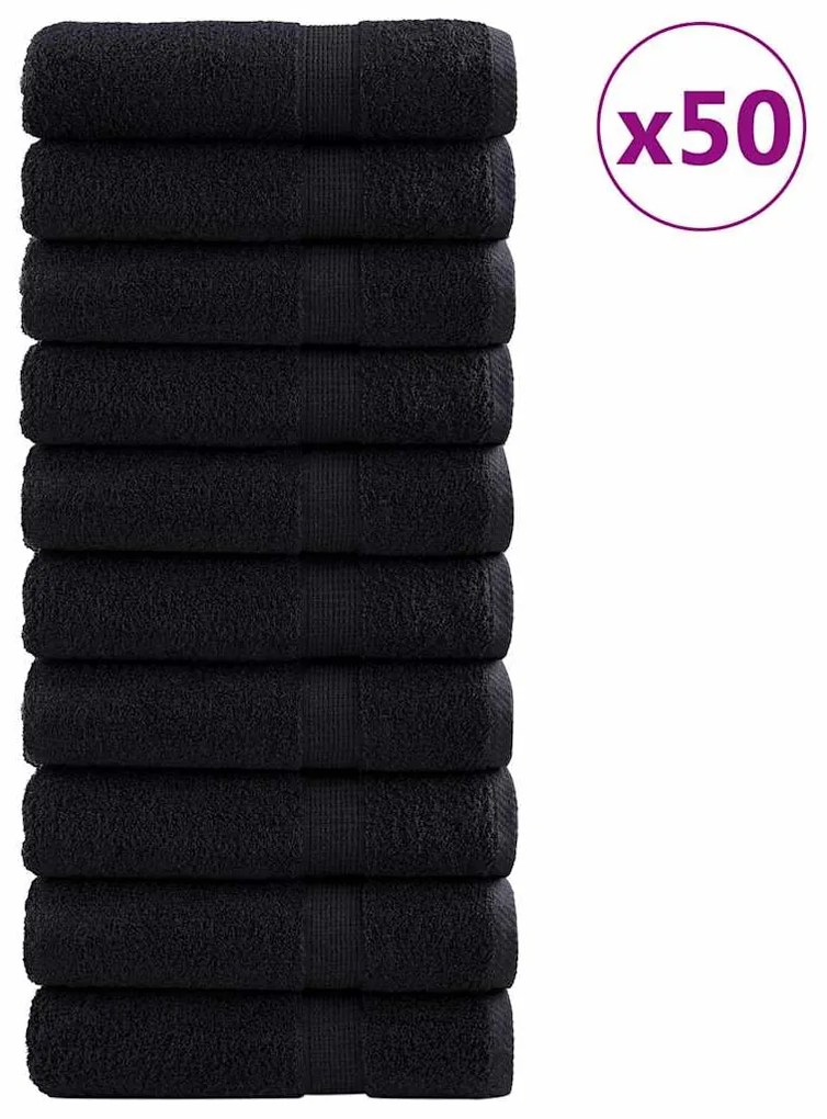 Toalhas de mão 50 pcs Preto 50 x 100 cm Algodão