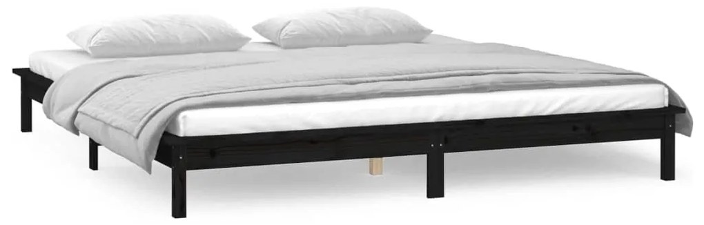 Estrutura de cama com LEDs 200x200 cm madeira maciça preto
