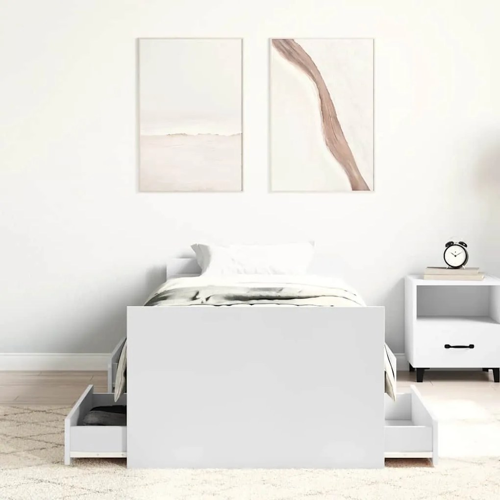 Estrutura de cama c/ painéis cabeceira e pés 100x200 cm branco