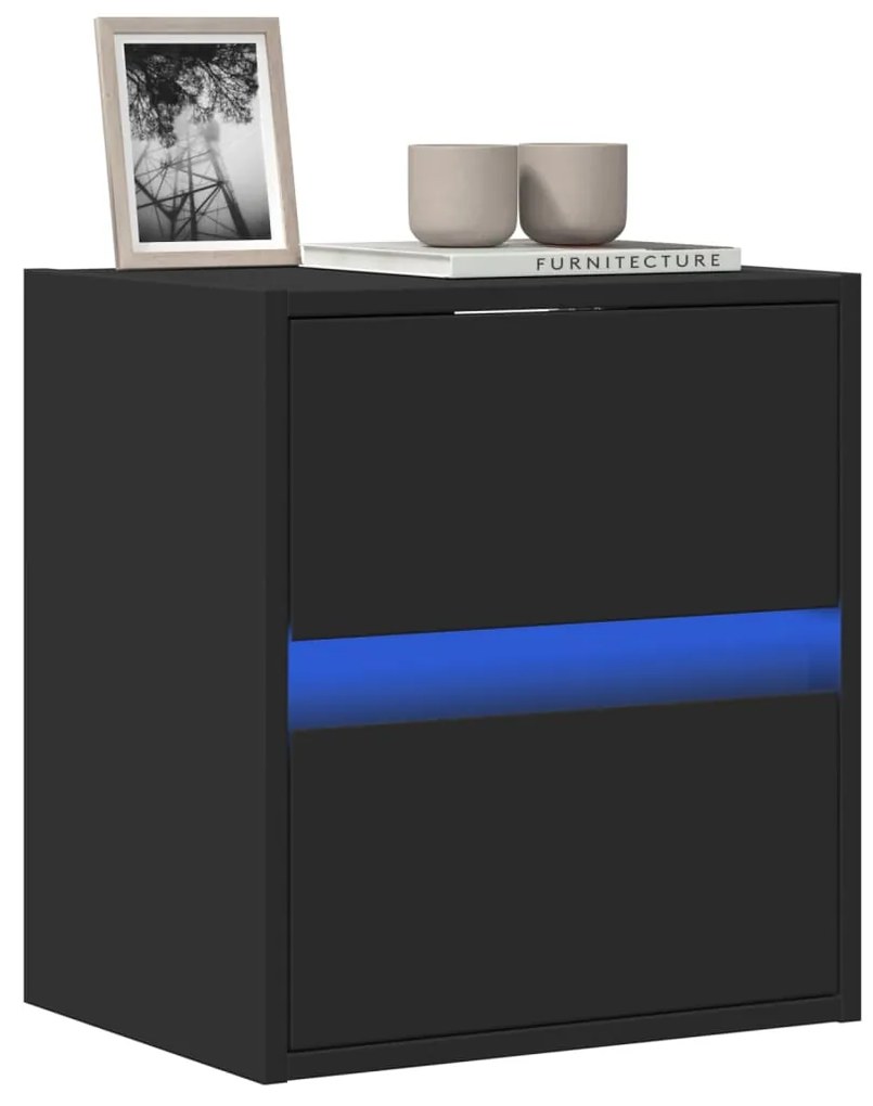 Móvel de parede para TV com luzes LED 41x31x45 cm preto