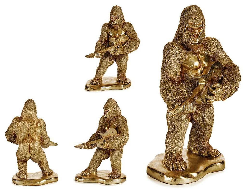 Figura Decorativa Gorila Dourado Resina (16 x 39 x 27 cm)