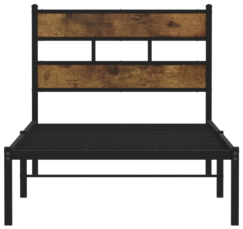 Estrutura de cama sem colchão 107x203 cm metal carvalho fumado