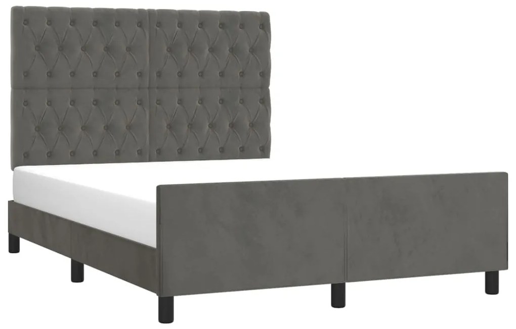 Estrutura de cama sem colchão 140x190 cm veludo cinzento-escuro