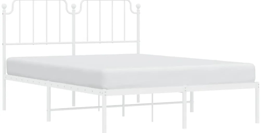 Estrutura de cama com cabeceira 140x190 cm metal branco