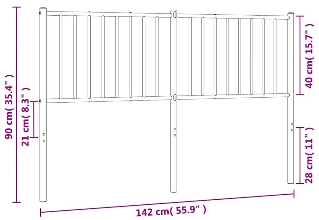 Cabeceira de cama 135 cm metal branco