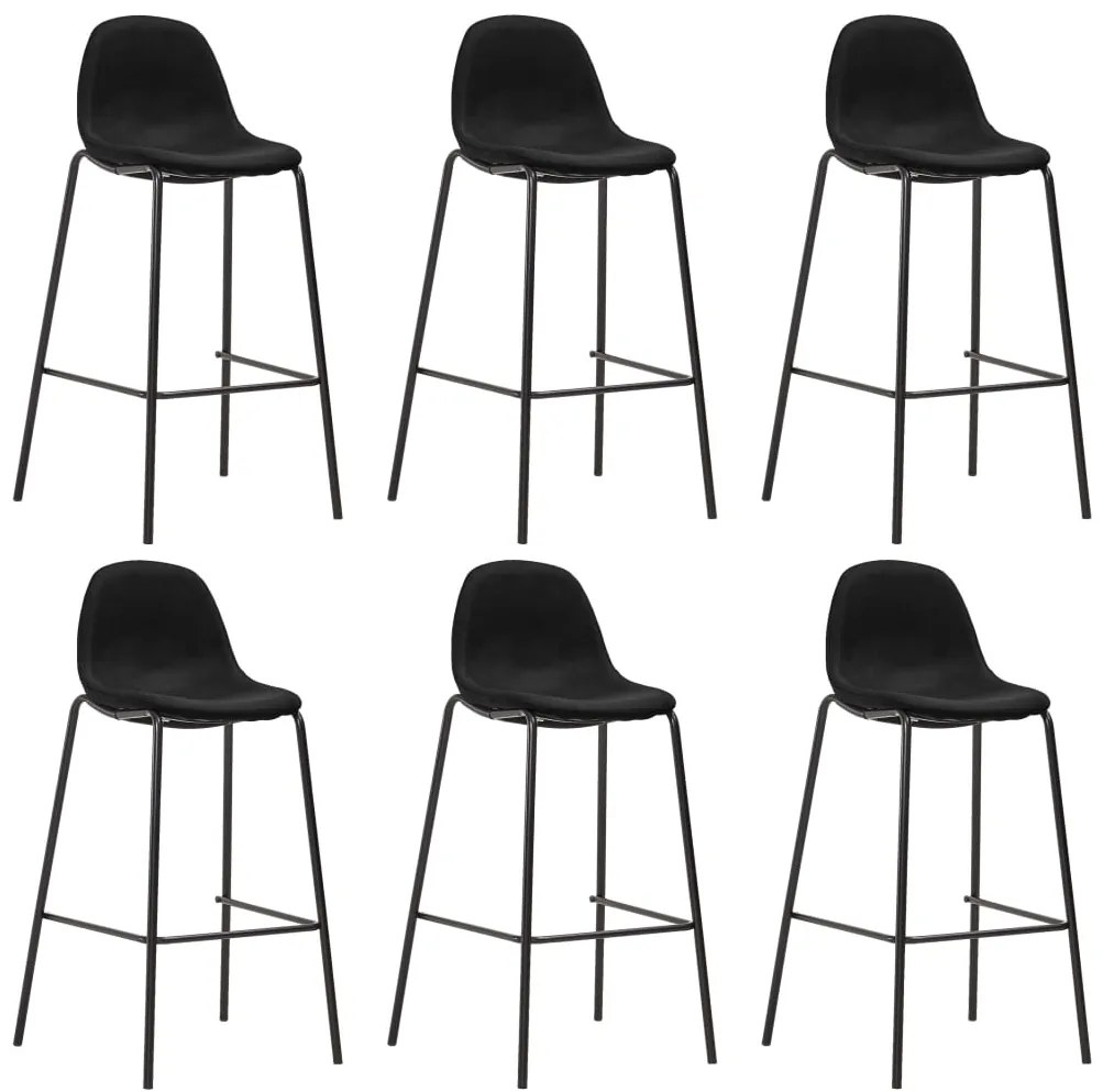 vidaXL Cadeiras de bar 6 pcs tecido preto
