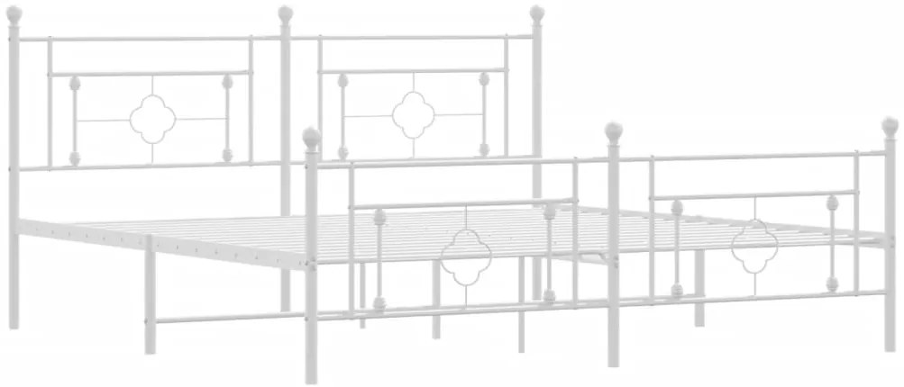 Estrutura de cama com cabeceira e pés 183x213 cm metal branco