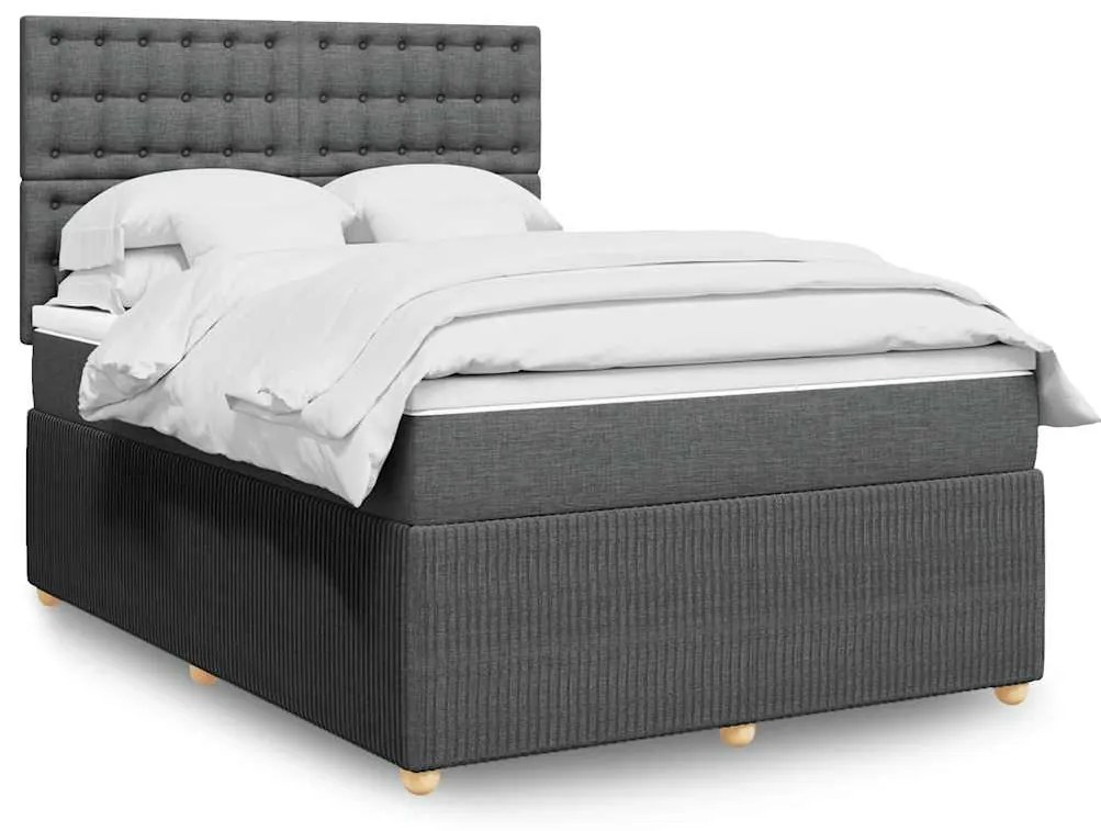 vidaXL Cama com molas/colchão 160x200 cm tecido cinzento-escuro