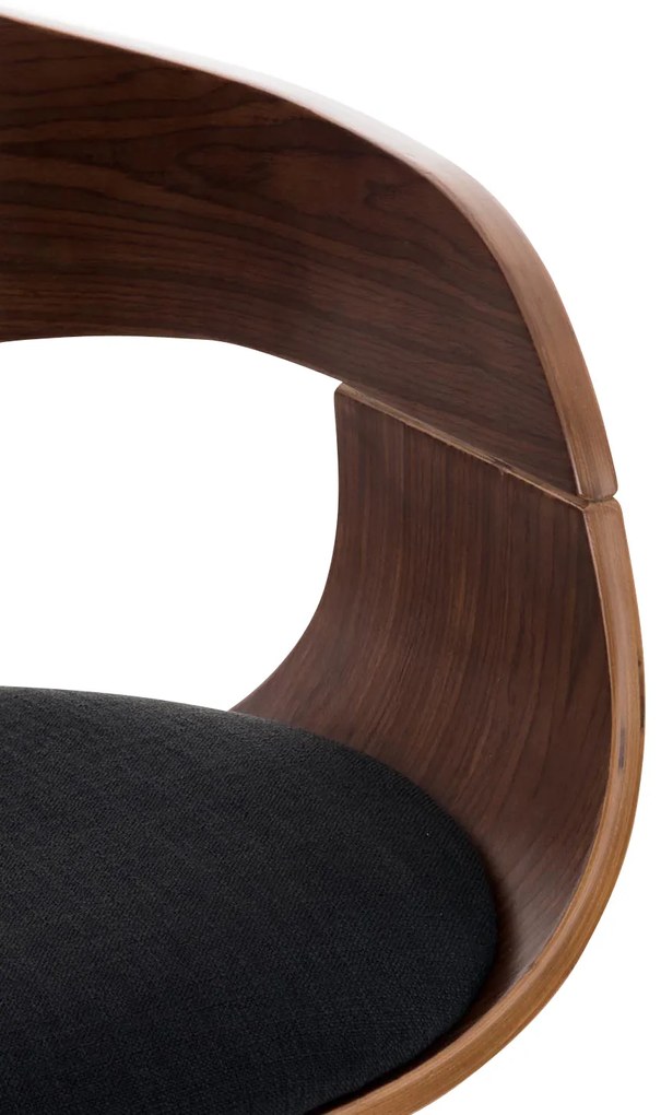 Banco de bar Kingston em tecido e com estrutura cromada 50 x 88-102 x 48 cm Preto + Cor Nogueira