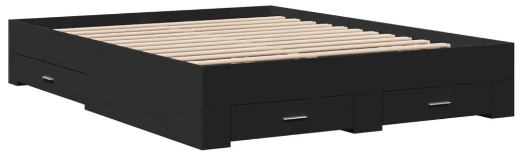 Estrutura de cama c/ gavetas 140x200 cm derivados madeira preto