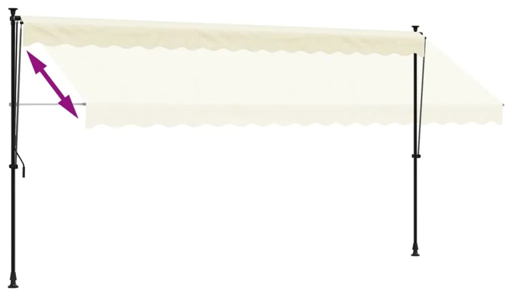 Toldo retrátil 400x150 cm tecido e aço cor creme