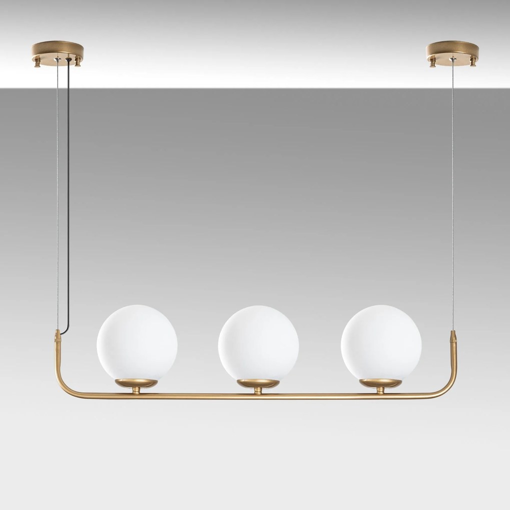 Chandelier Faruk – Dourado – Diâmetro de Cap 15 cm (3 Peças), Comprime