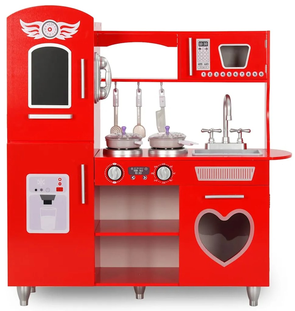 Cozinha de brincar para crianças MDF 84x31x89 cm vermelho