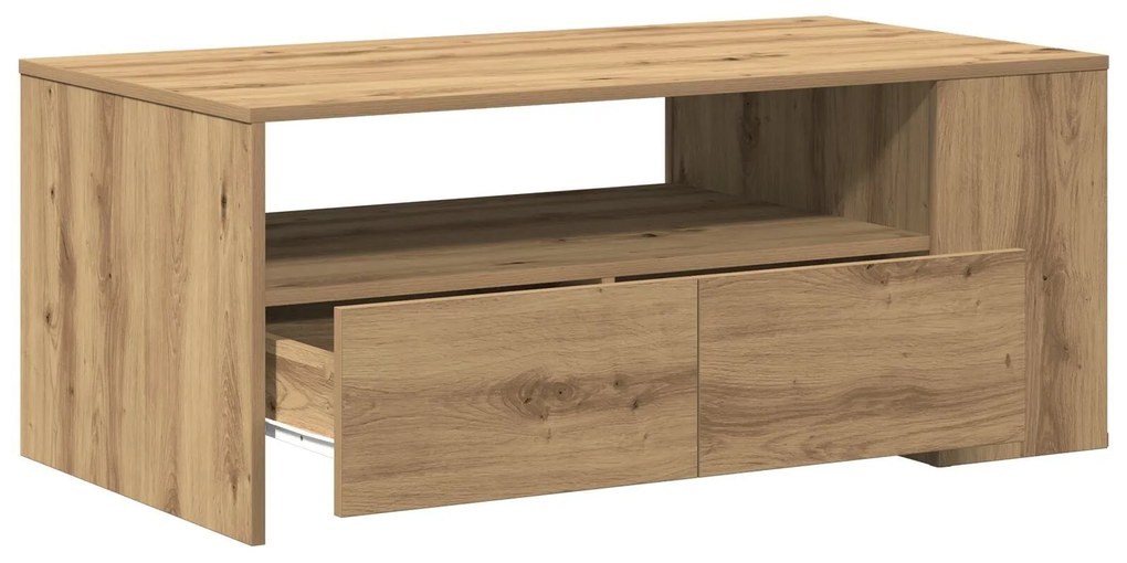 Mesa de Centro vidaXL - Carvalho Artisan - 102x55x43,5 cm - Feita de M