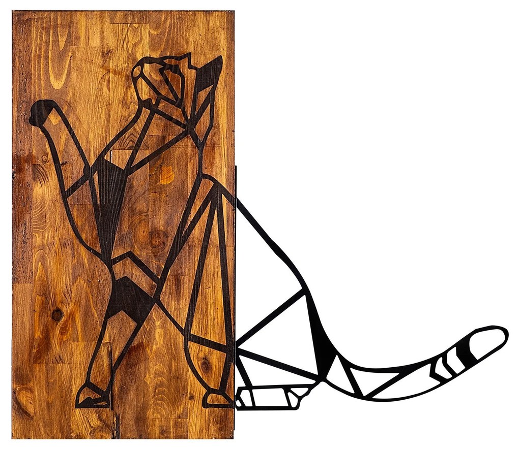 Acessório Decorativo de Parede Gato – Nogueira e Preto – 58 x 65 cm