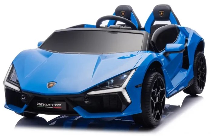 Carro elétrico para Crianças 2 Lugares Lamborghini Revuelto XL 24V 4x4 Rodas Espuma EVA, Assento Couro ecológico Azul