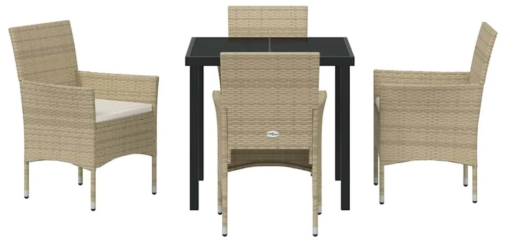 Conjunto de jantar para jardim com 5 peças em polyrattan bege.