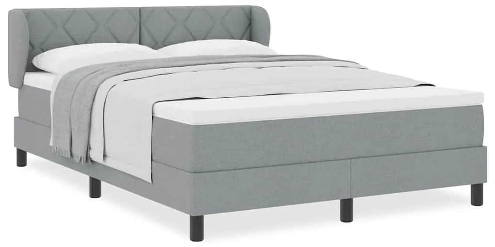 Cama Box Spring vidaXL com Colchão Cinza Claro 140x200 cm Tecido