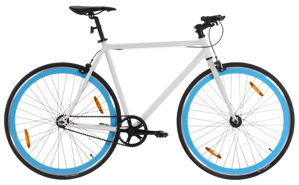 Bicicleta de mudanças fixas 700c 55 cm branco e azul