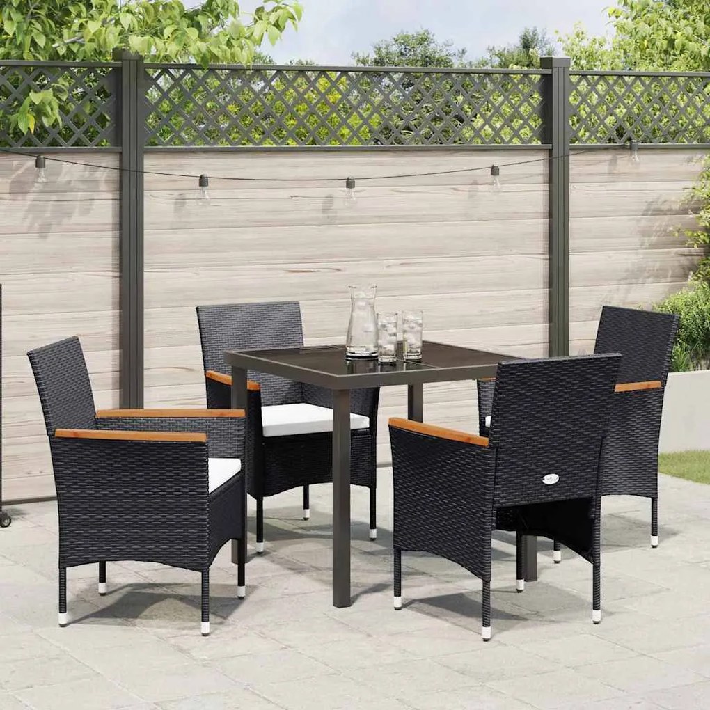 Conjunto de Jantar de Jardim com 5 Peças em Rattan Preto