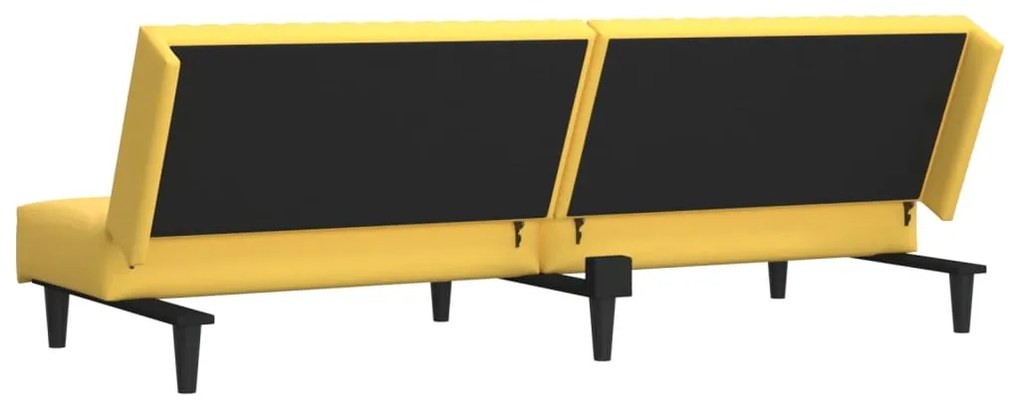 Sofá-cama de 2 lugares veludo amarelo