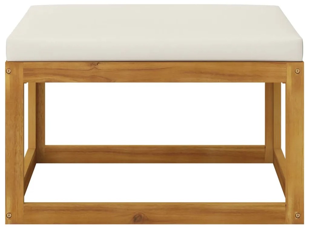 3 pcs conjunto lounge jardim c/ almofadões cor creme acácia
