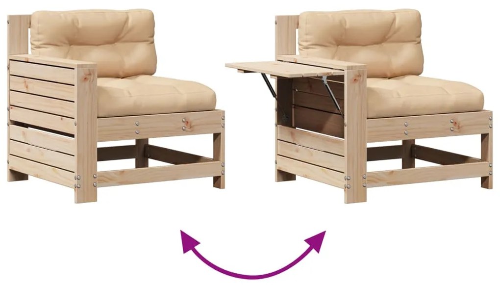 7 pcs conjunto lounge de jardim c/ almofadões pinho maciço