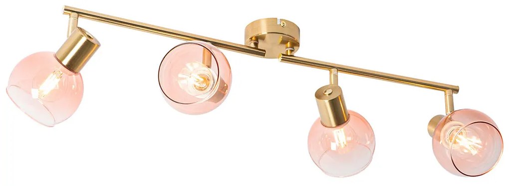 Foco inteligente dourado com vidro cor-de-rosa incl. 4 Wifi P45 - Vidro
