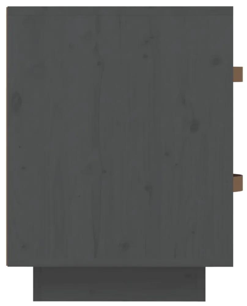 Mesa de cabeceira 40x34x45 cm madeira de pinho maciça cinzento