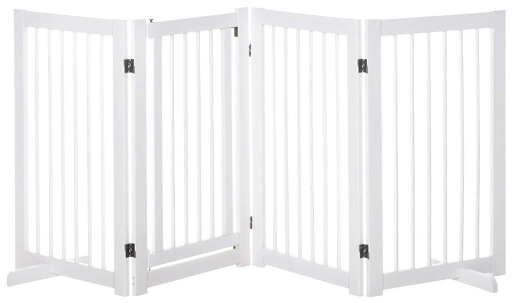 PawHut Barreira de Segurança para Cães Dobrável de 4 Painéis Barreira de Segurança para Escada Corredor 220x36x91 cm Branco
