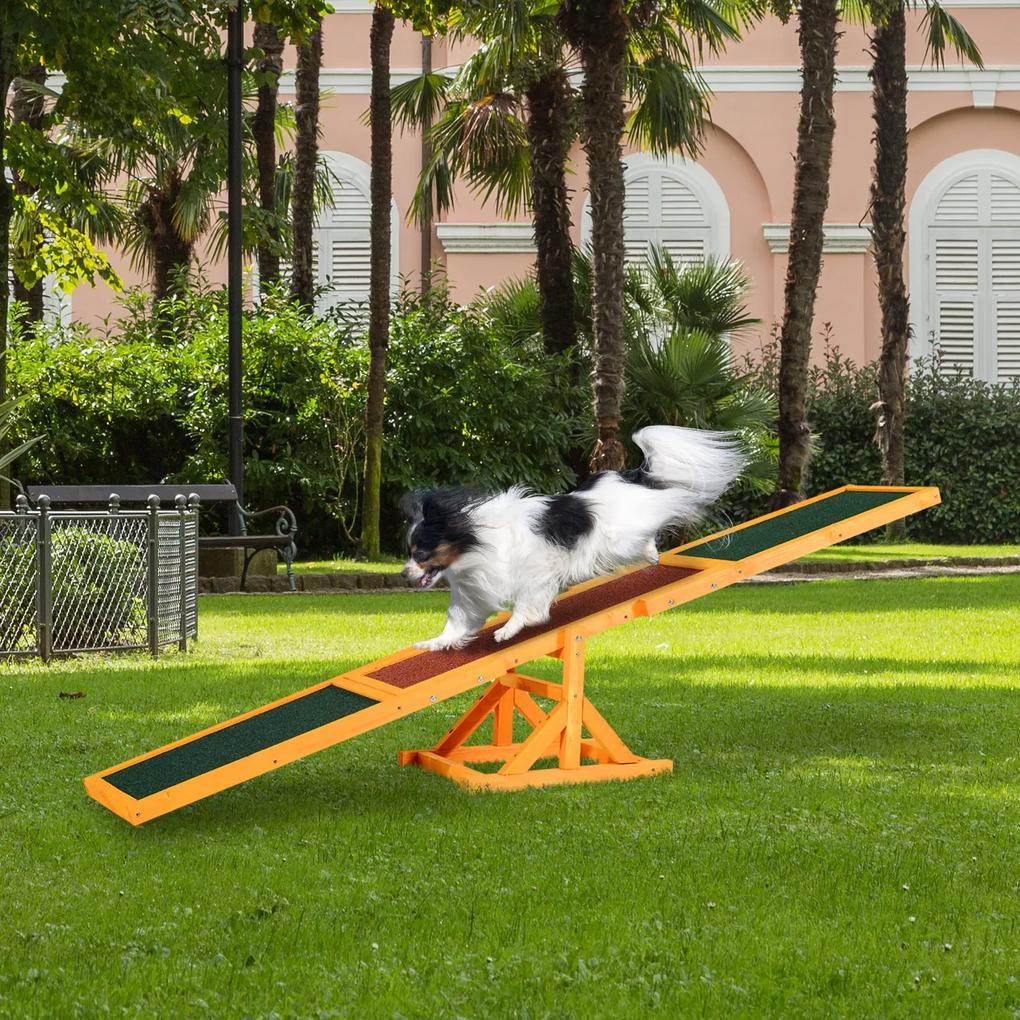 PawHut Baloiço para Cães Agility Exercício de Treinamento para Animais de Estimação com Superfície Antiderrapante Carga Máxima de 50kg 180x30x30cm Multicor