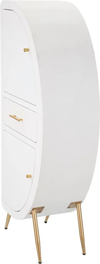 Aparador Venus com 2 Portas e Gaveta – 60x32x133 cm – Branco e Dourado