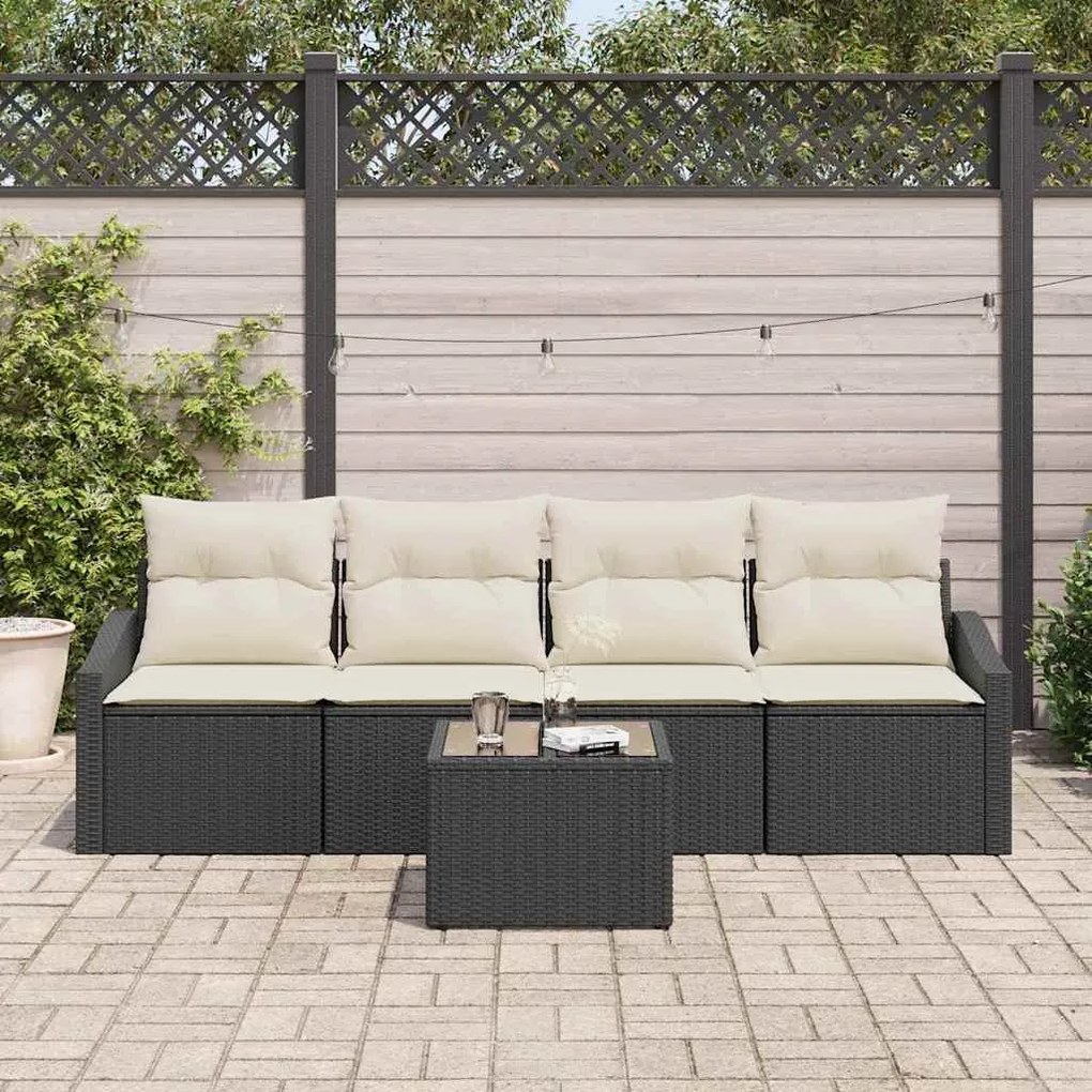 Conjunto de Jantar de Jardim com 5 Peças e Almofadas em Rattan Sintéti