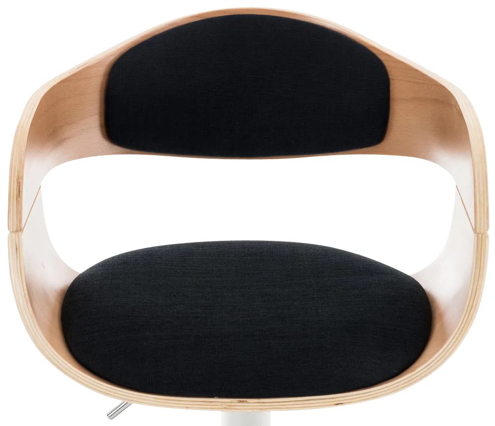 Banco de bar Kingston em tecido e com estrutura cromada 50 x 88-102 x 48 cm Preto + Cor Natural
