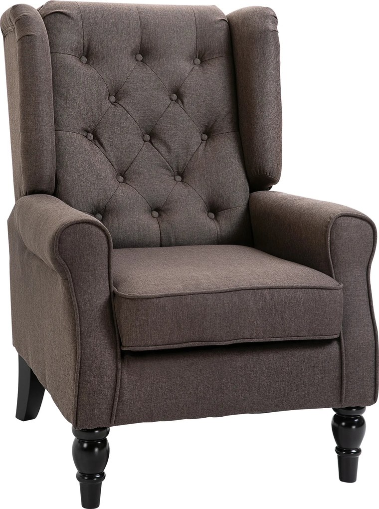 Poltrona de Sala de Estar Poltrona Moderna para Dormitório com Pés de Madeira Poltrona Individual 74x86x102 cm Castanho