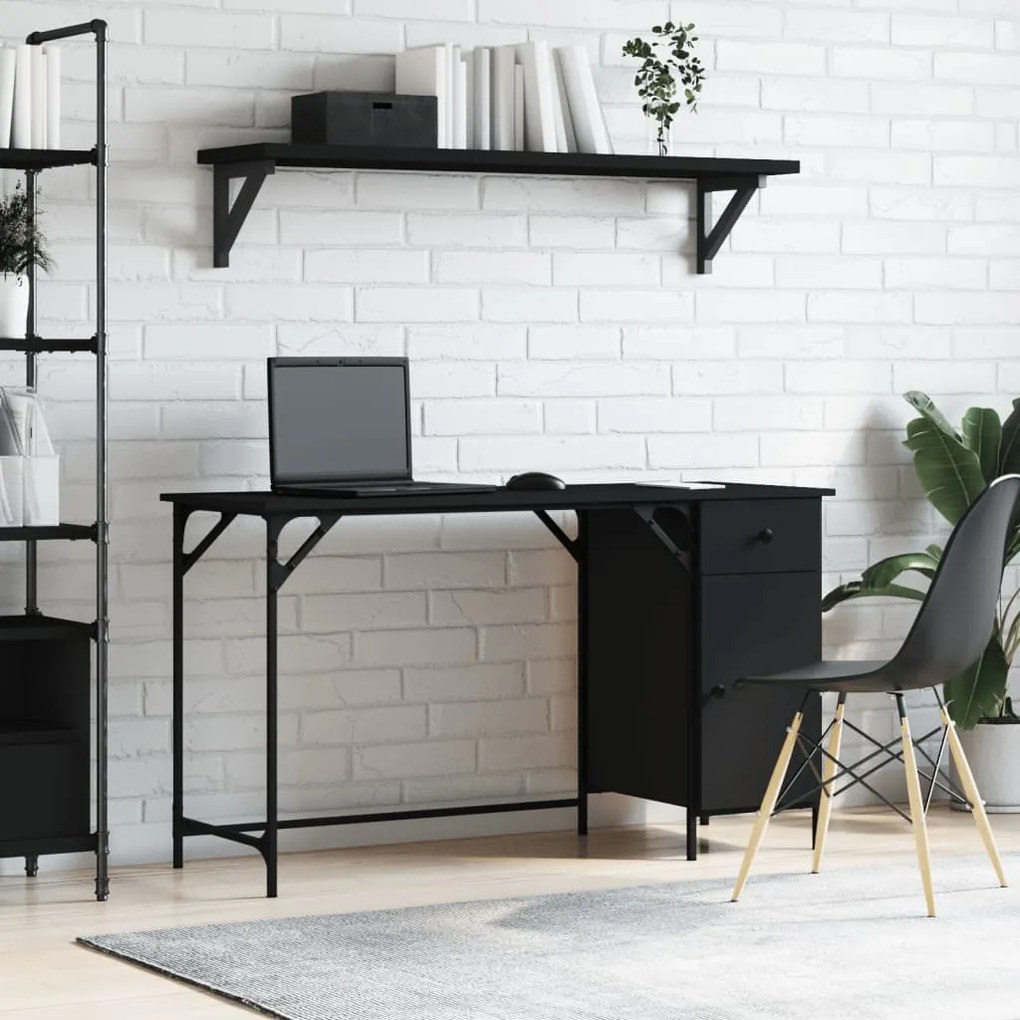 vidaXL Secretária de computador 131x48x75 cm derivados madeira preto