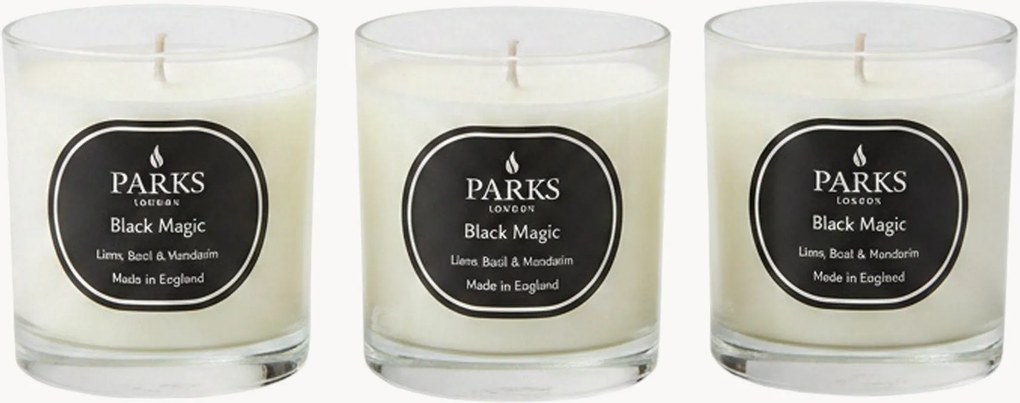 Velas perfumadas artesanais Black Magic (lima, manjericão, mandarina), conjunto de 3