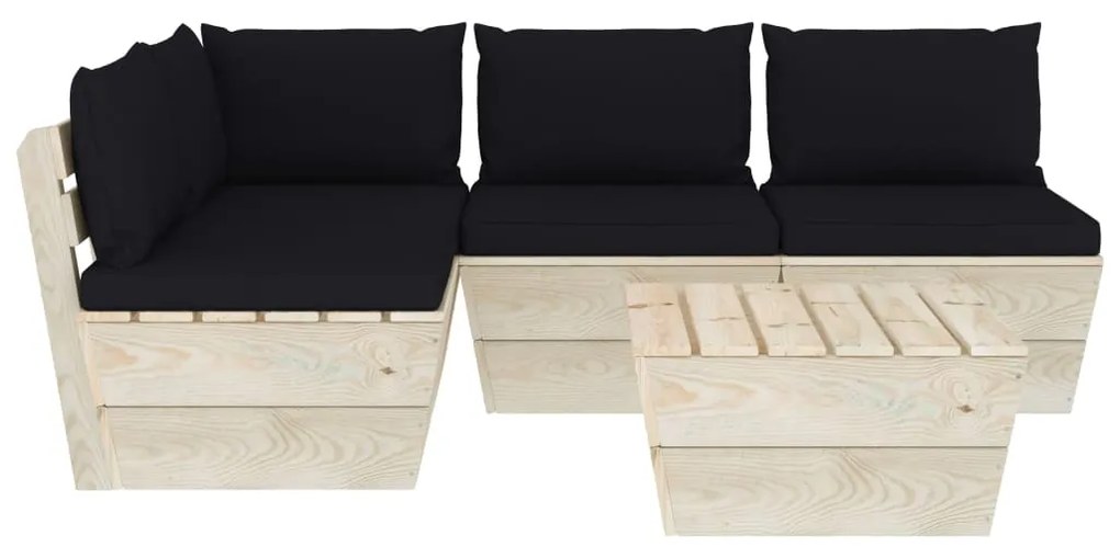 5 pcs conjunto lounge de paletes + almofadões madeira de abeto