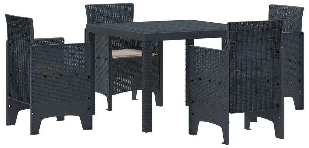 vidaXL Conjunto de Jantar para Jardim 5 pcs Antracite Polipropileno