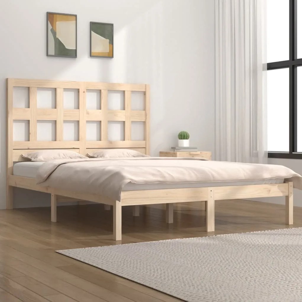 vidaXL Cama sem colchão 200x200 cm madeira de pinho maciça