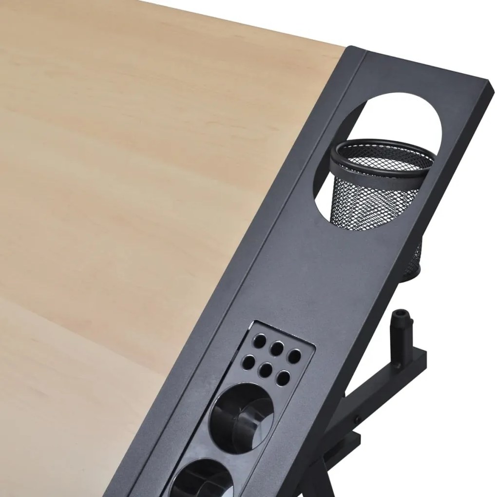 Mesa de desenho com tampo inclinável/banco/2 gavetas