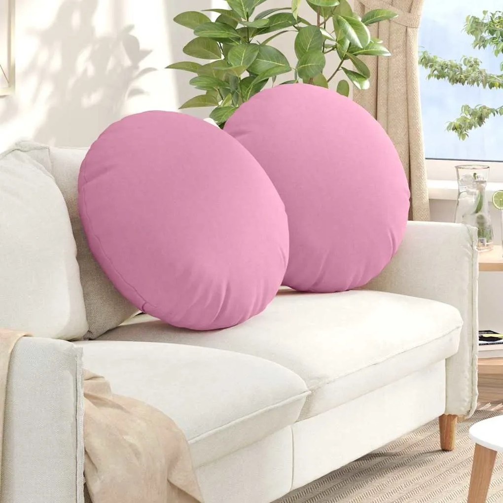 vidaXL Almofadas de Assento 2 pcs Rosa Ø60 x 21 cm tecido