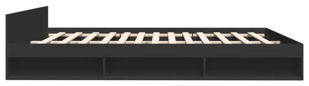 Estrutura de cama c/ gavetas 200x200 cm derivados madeira preto