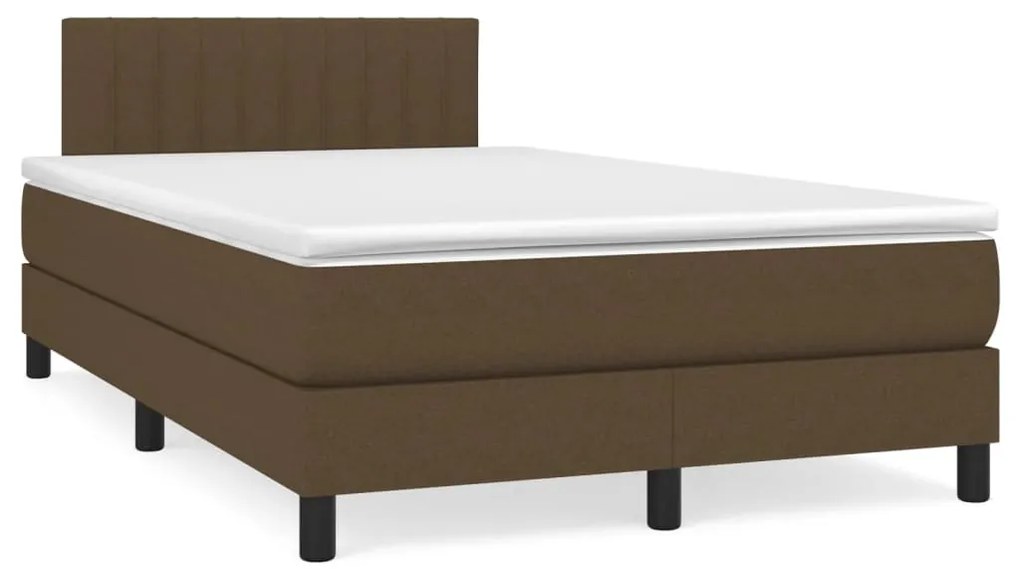 Cama boxspring com colchão 120x190 cm tecido castanho-escuro