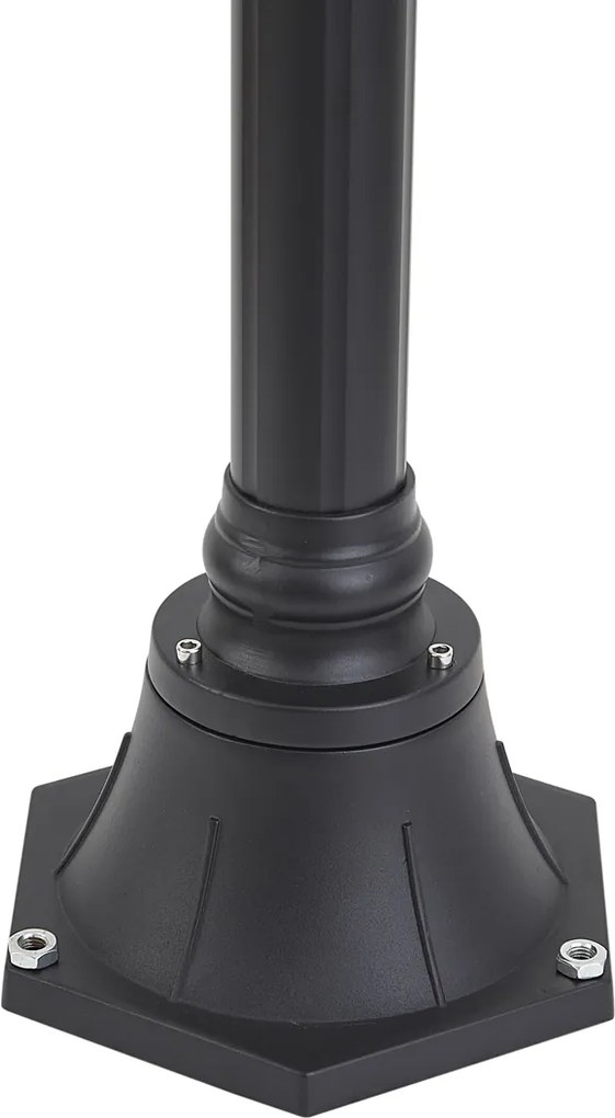 Candeeiro de Pé Exterior Clássico Preto com Vidro Opalino 140cm IP44 - Champs