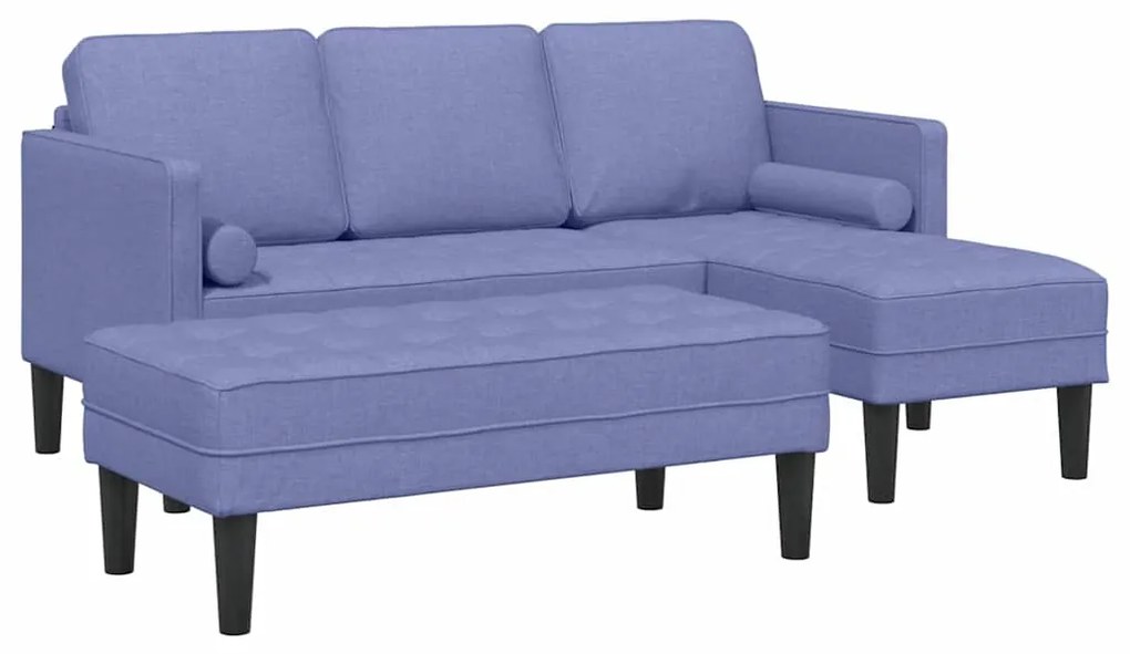 Conjunto de Sofá de 2 Peças com Almofadas Azul Jeans Tecido